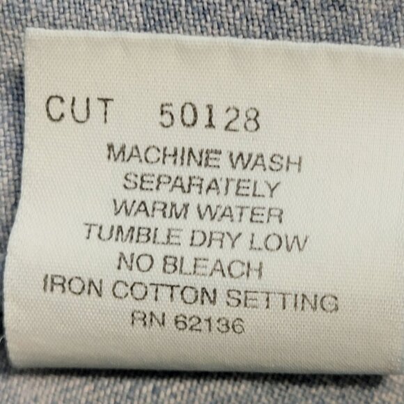 Guess Jeans Vintage 90s Denim Shirt Women Large 12 Short Sleeve Button Collar L - Picture 14 of 15